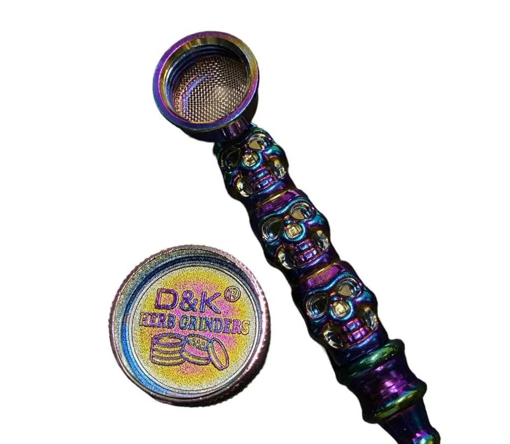 Pipe + Dichavador de Metal DK Skull Rainbow
